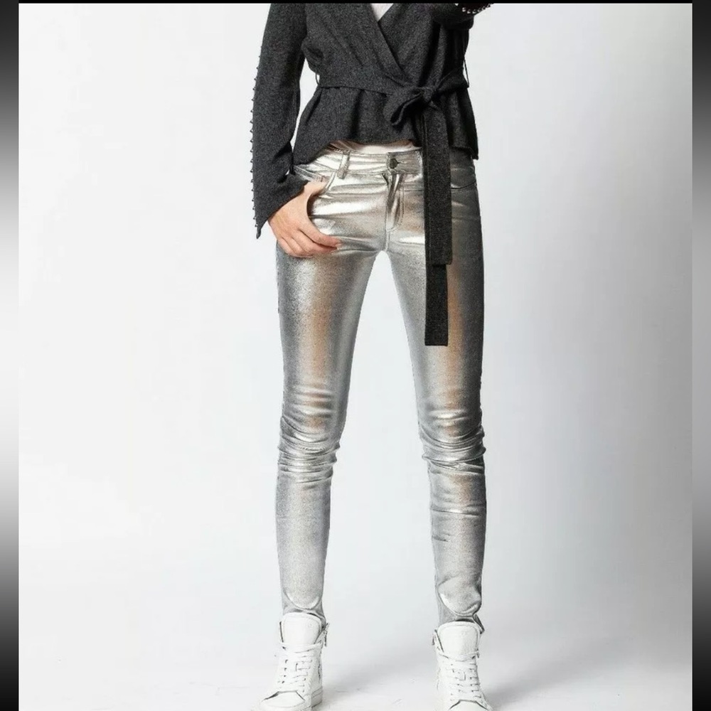 NWT $998 ZADIG & VOLTAIRE Phlame Silver Pants